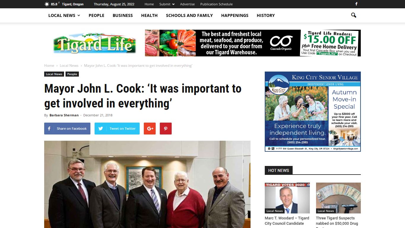 Mayor John L. Cook: ‘It was important to get involved in everything ...