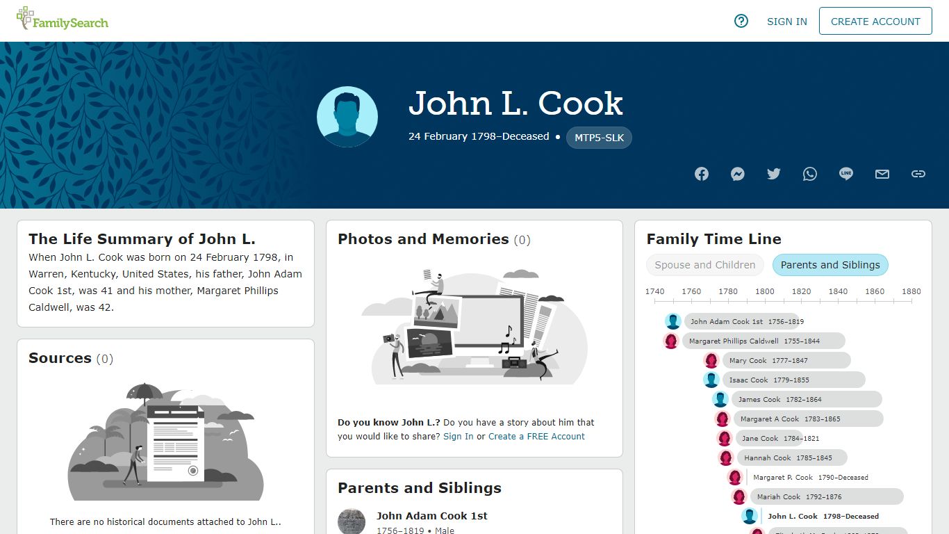 John L. Cook (1798–) • FamilySearch